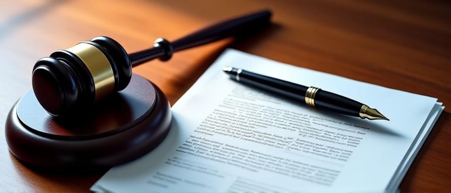 Legal documents and gavel on a desk